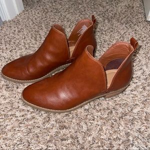 Brown leather booties